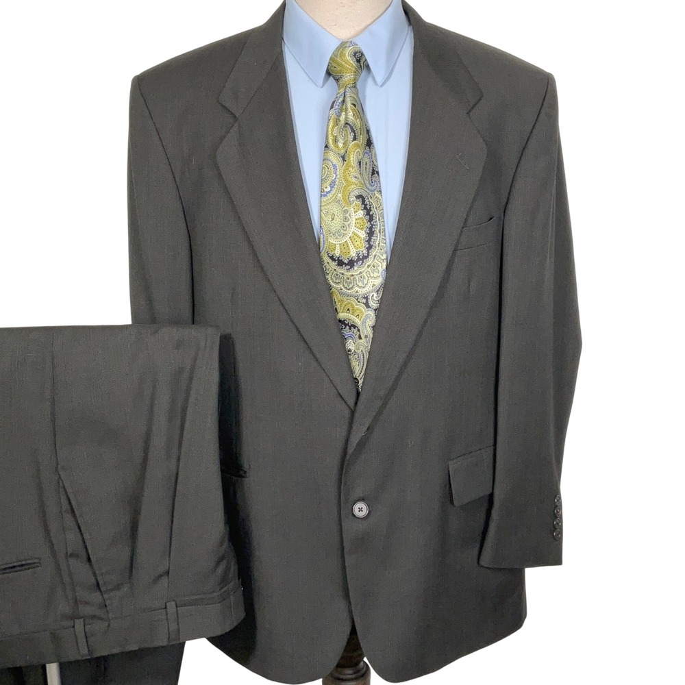 Stafford Executive Suit Men‎ 46 35W 29.5L Dark Green Hartmax Career Wool